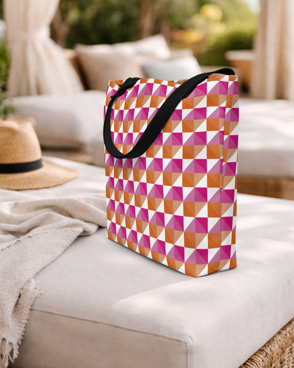 True Colors geometric lesbian pride tote bag