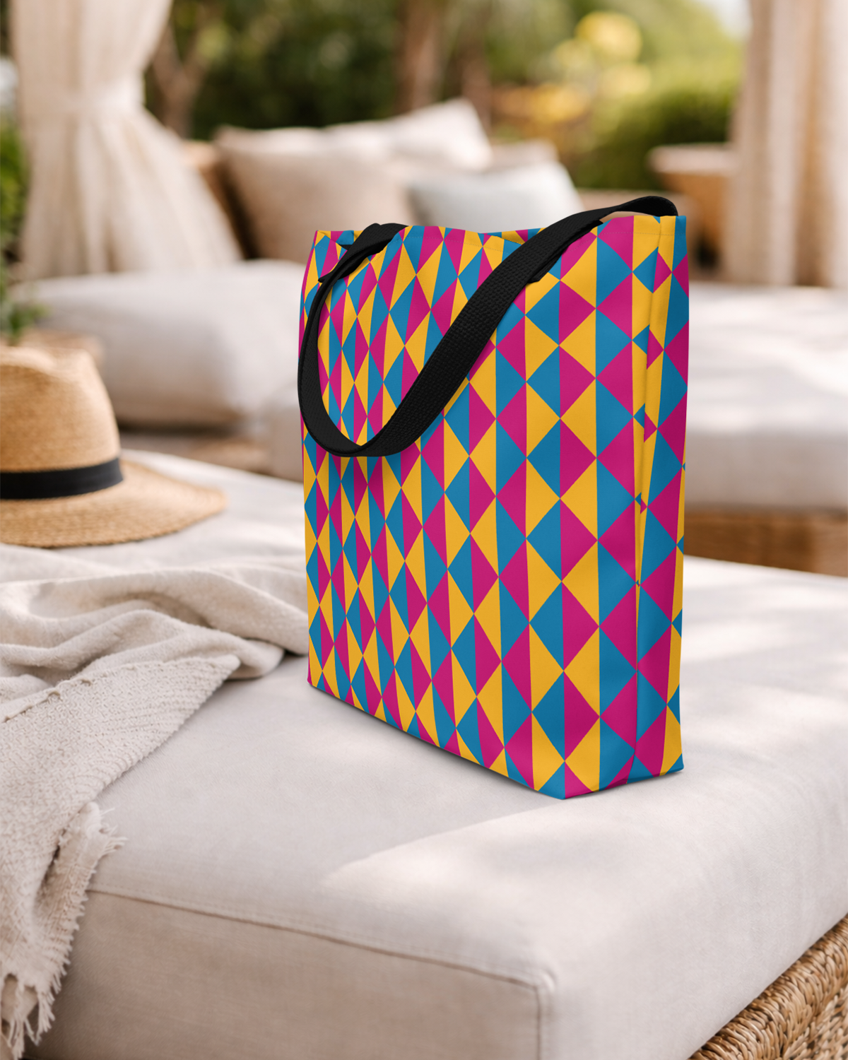True Colors geometric pansexual pride tote bag