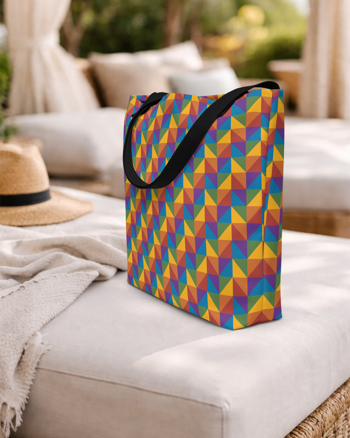 True Colors geometric rainbow pride tote bag
