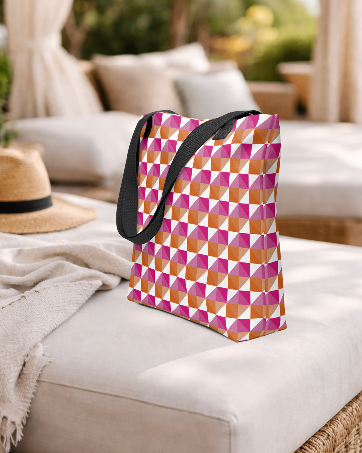 True Colors geometric lesbian pride tote bag