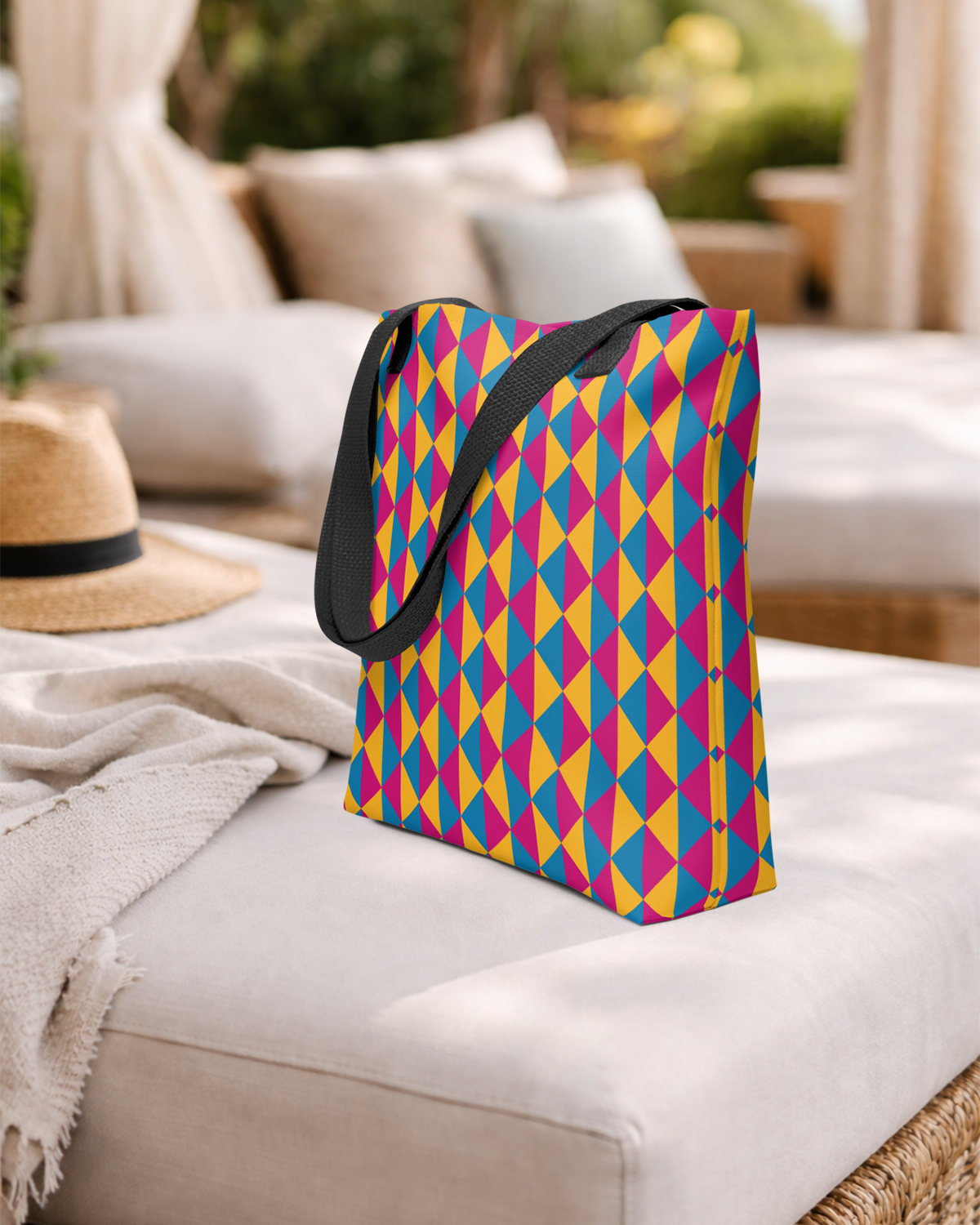 True Colors geometric pansexual pride tote bag