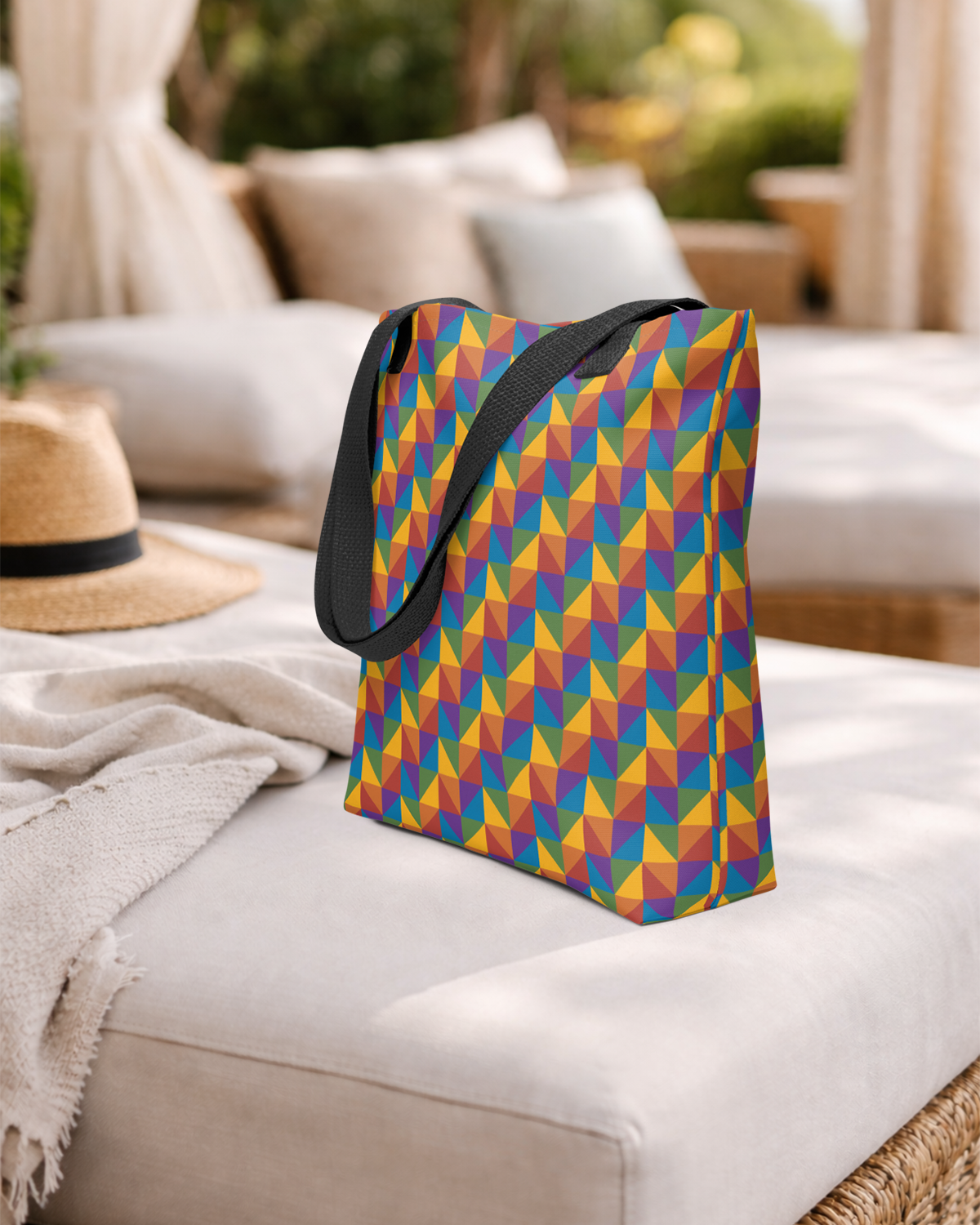True Colors geometric rainbow pride tote bag